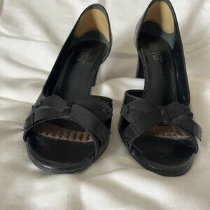 Franco Sarto Open Toe Heels Black with Bow